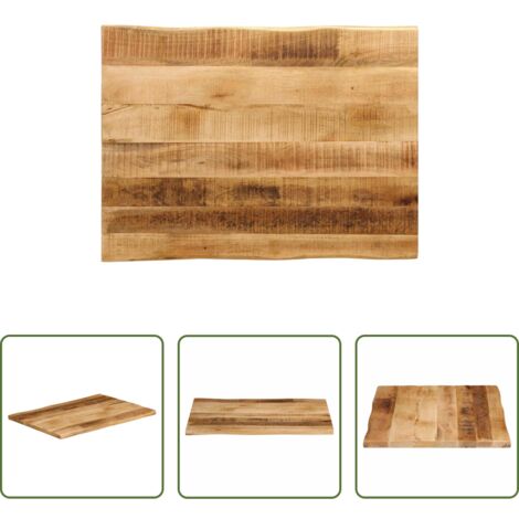 Piano in legno mango -  Piano Tavolo Bordi Vivi 70x60x3,8cm Legno Massello Mango Grezzo