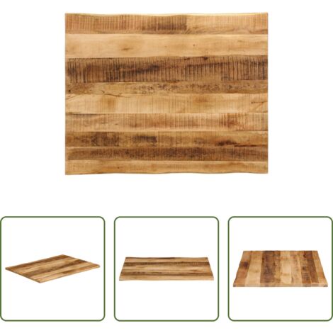 Piano in legno mango -  Piano Tavolo Bordi Vivi 90x80x2,5cm Legno Massello Mango Grezzo