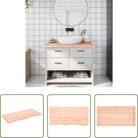 Piano in legno massello -  Piano Bagno 100x50x(2-4) cm in Legno Massello Non Trattato