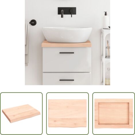 Piano in legno massello -  Piano Bagno 40x30x(2-4) cm in Legno Massello Non Trattato
