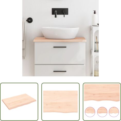 Piano in legno massello -  Piano Bagno 60x40x2 cm in Legno Massello Non Trattato