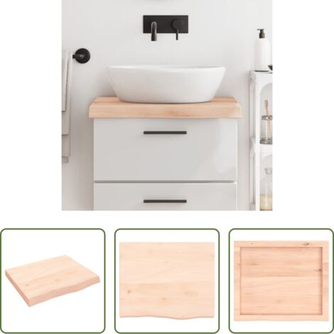 Piano in legno massello -  Piano Bagno 60x50x(2-6) cm in Legno Massello Non Trattato