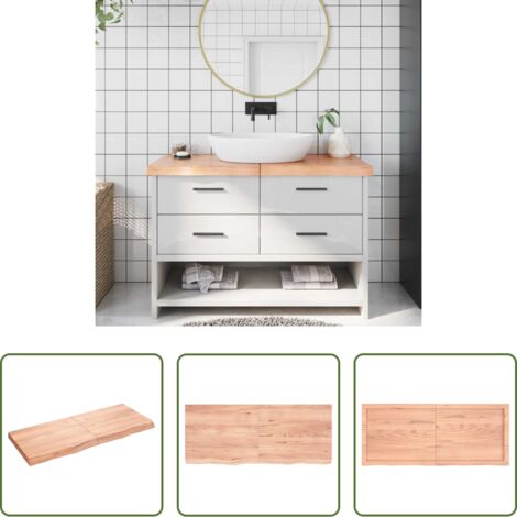 Piano in legno massello -  Piano Bagno Marrone 120x50x(2-6) cm Legno Massello Trattato