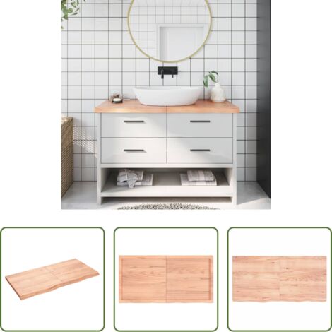 Piano in legno massello -  Piano Bagno Marrone 120x60x(2-4) cm Legno Massello Trattato