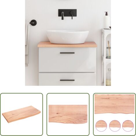 Piano in legno massello -  Piano Bagno Marrone Chiaro 60x30x2 cm Legno Massello Trattato