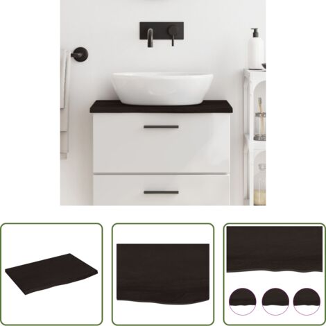 Piano in legno massello -  Piano Bagno Marrone Scuro 60x40x2 cm Legno Massello Trattato