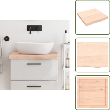Piano in legno naturale - vidaXL Piano Bagno 60x60x(2-6) cm in Legno Massello Non Trattato - Piano da bagno non trattato