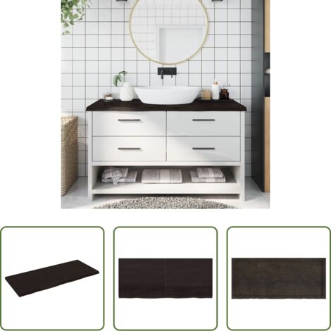 Piano in legno -  Piano Bagno Marrone Scuro 140x60x(2-4)cm Legno Trattato