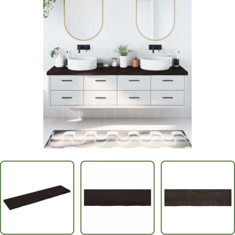 Piano in legno -  Piano Bagno Marrone Scuro 200x50x(2-6)cm Legno Trattato