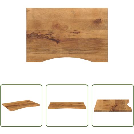 Piano in legno -  Piano Scrivania con Curva 100x50x2,5cm Massello Grezzo di Mango