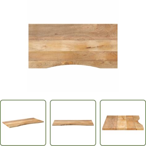 Piano in legno -  Piano Scrivania con Curva 110x50x2,5cm Massello Grezzo di Mango