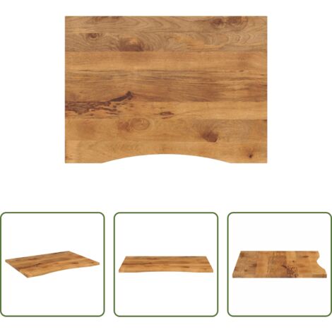 Piano in legno -  Piano Scrivania con Curva 110x80x2,5cm Massello Grezzo di Mango