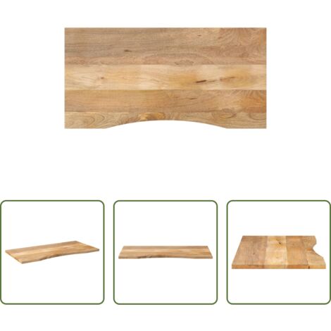 Piano in legno -  Piano Scrivania con Curva 120x50x2,5cm Massello Grezzo di Mango