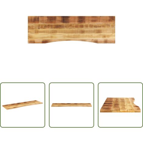 Piano in legno - Piano Scrivania con Curva 160x50x2,5cm Massello Grezzo di Mango