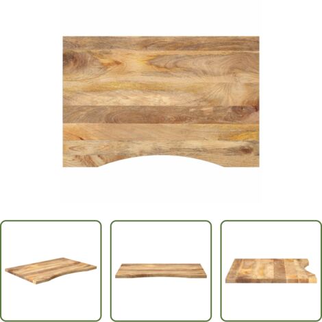 Piano in legno -  Piano Scrivania con Curva 80x50x2,5 cm Massello Grezzo di Mango