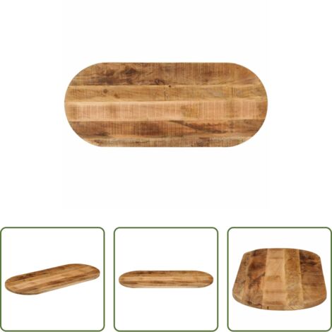 Piano in legno -  Piano Tavolo 80x40x2,5 cm Ovale Legno Massello Grezzo di Mango