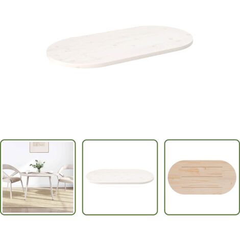 Piano in legno -  Piano Tavolo Bianco 110x55x2,5 cm Legno Massello di Pino Ovale