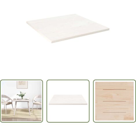 Piano in legno -  Piano Tavolo Bianco 70x70x2,5cm Legno Massello di Pino Quadrato