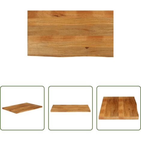 Piano in legno -  Piano Tavolo Bordi Vivi 100x60x2,5cm in Legno Massello di Mango