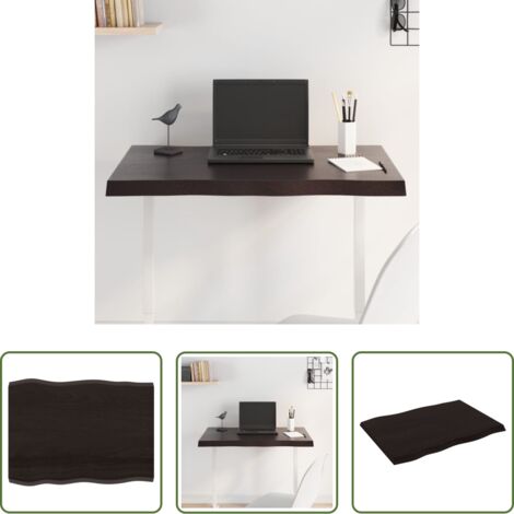 Piano in legno -  Piano Tavolo Marrone Scuro 80x60x(2-4)cm in Rovere Non Trattato