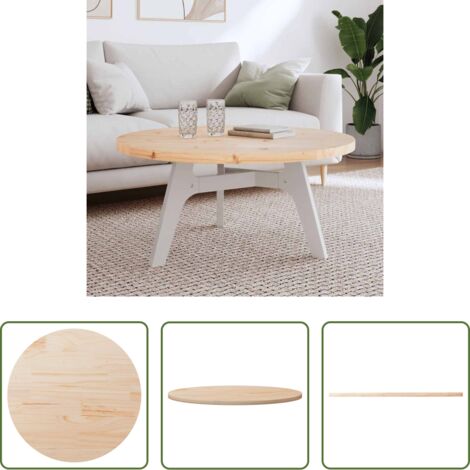 Piano in legno -  Piano Tavolo Rotondo Ø90x3 cm in Legno Massello di Pino