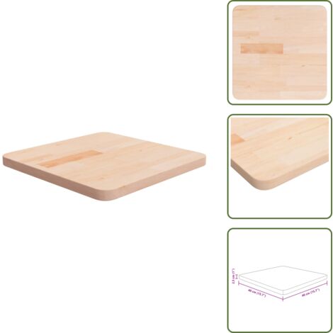 Piano in legno - vidaXL Piano Tavolo Quadrato 40x40x2,5 cm Massello Rovere Non Trattato - Tavolo da pranzo