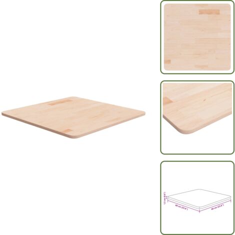 Piano in legno - vidaXL Piano Tavolo Quadrato 60x60x1,5 cm Massello Rovere Non Trattato - Tavolo da pranzo