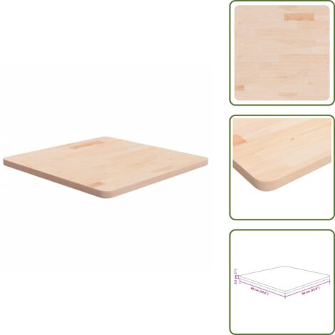 Piano in legno - vidaXL Piano Tavolo Quadrato 60x60x2,5 cm Massello Rovere Non Trattato - Tavolo da pranzo