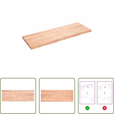 Piano in rovere -  Piano Tavolo Marrone 140x50x(2-4) cm Massello Rovere Trattato
