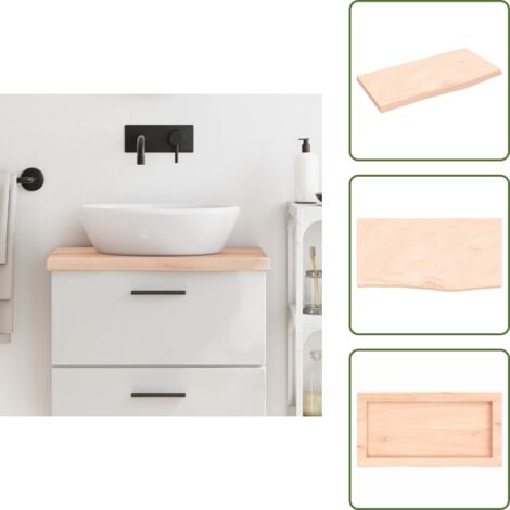 Piano in rovere - vidaXL Piano Bagno 60x30x(2-4) cm in Legno Massello Non Trattato - Piano in legno non trattato