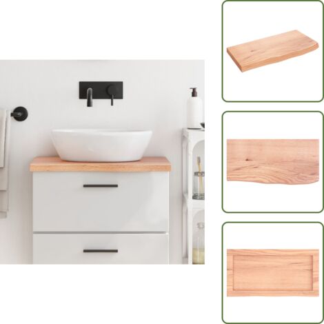 Piano in rovere - vidaXL Piano Bagno Marrone 60x30x(2-4) cm Legno Massello Trattato - Piano in legno trattato