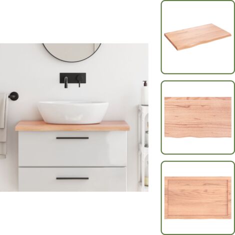 Piano in rovere - vidaXL Piano Bagno Marrone 80x50x(2-4) cm Legno Massello Trattato - Piano in legno trattato