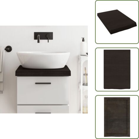 Piano in rovere - vidaXL Piano Bagno Marrone Scuro 40x30x(2-6)cm Legno Massello Trattato -