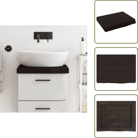 Piano in rovere - vidaXL Piano Bagno Marrone Scuro 40x30x(2-6)cm Legno Massello Trattato -