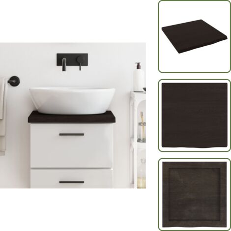 Piano in rovere - vidaXL Piano Bagno Marrone Scuro 40x40x(2-4)cm Legno Massello Trattato - Piano in legno trattato