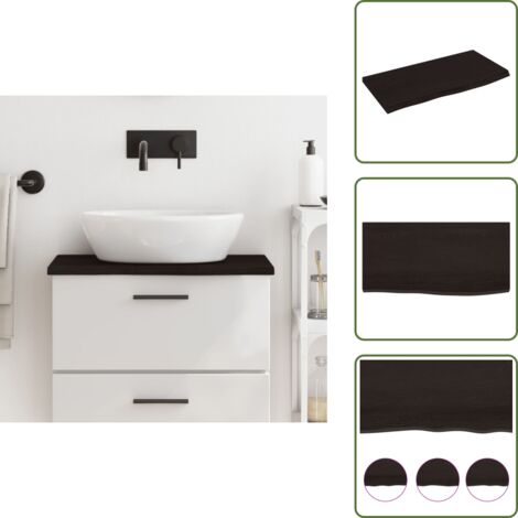 Piano in rovere - vidaXL Piano Bagno Marrone Scuro 60x30x2 cm Legno Massello Trattato -
