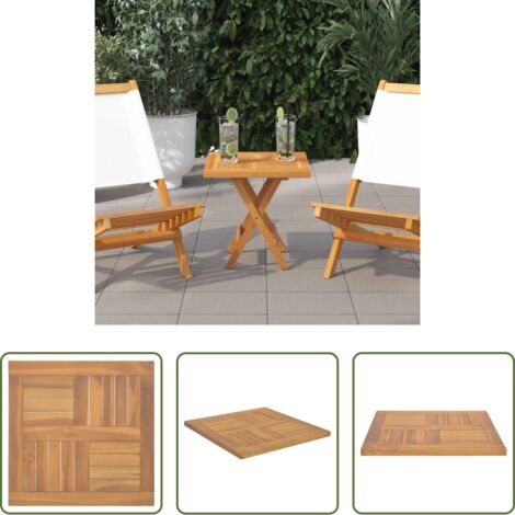 Piano in teak -  Piano Tavolo Quadrato 50x50x2,5 cm in Legno Massello di Teak