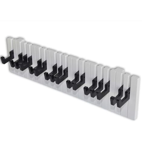 Piano Keyboard Design Wall-mounted Coat Rack with 16 Black Hooks
