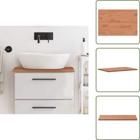 Piano per bagno - vidaXL Piano Bagno 60x40x1,5 cm Legno Massello di Faggio - Piano in legno massello
