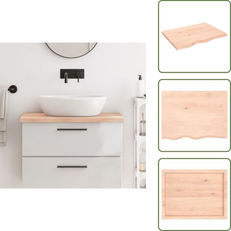 Piano per il bagno - vidaXL Piano Bagno 80x60x(2-4) cm in Legno Massello Non Trattato - Piano in legno non trattato