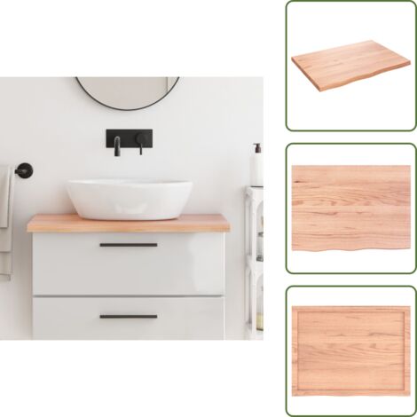 Piano per il bagno - vidaXL Piano Bagno Marrone 80x60x(2-4) cm Legno Massello Trattato - Piano per il tavolo