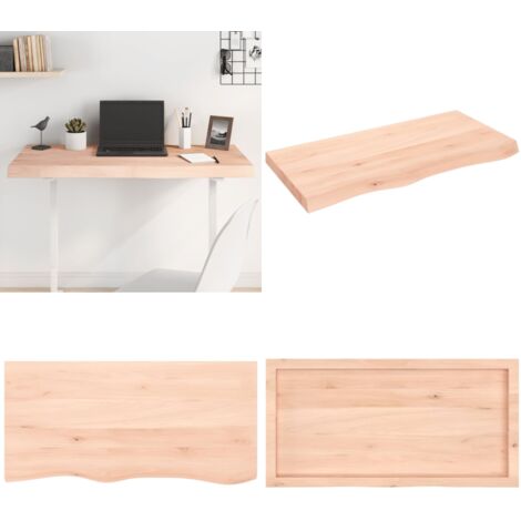 Piano per Tavolo 100x50x(2-6)cm in Rovere Massello Non Trattato - Tavolo in legno - Piano in legno massello