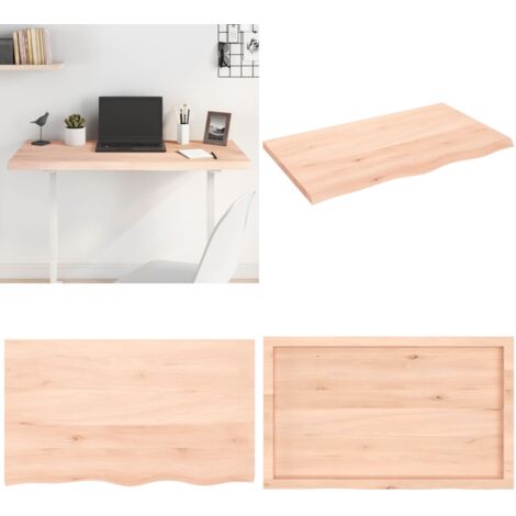 Piano per Tavolo 100x60x(2-4)cm in Rovere Massello Non Trattato - Tavolo in legno - Piano per tavolo