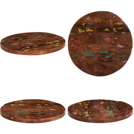 Piano per Tavolo Ø 40x1,5 cm Rotondo Legno Massello di Recupero - Tavolo in legno - Legno riciclato