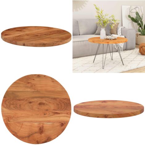 Piano per Tavolo Ø40x3,8 cm Rotondo in Legno Massello di Acacia - Tavolo rotondo - Piano per tavolo