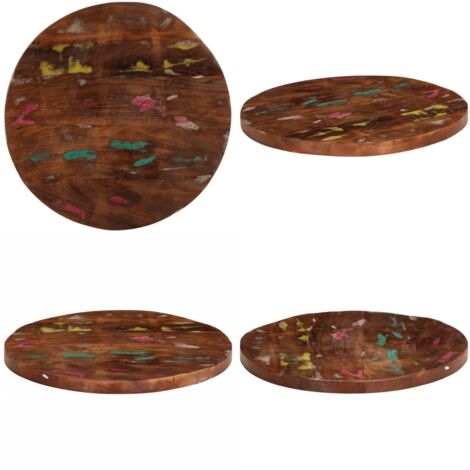 Piano per Tavolo Ø 40x3,8 cm Rotondo Legno Massello di Recupero - Tavolo in legno - Legno riciclato
