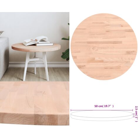 Piano per Tavolo Ø50x2,5 cm Rotondo in Legno Massello di Faggio - Tavolo rotondo - Tavolino da bar