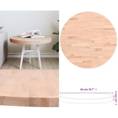 Piano per Tavolo Ø50x4 cm Rotondo in Legno Massello di Faggio - Tavolo rotondo - Tavolino da bar