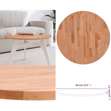 Piano per Tavolo Ø60x1,5 cm Rotondo in Legno Massello di Faggio - Tavolo rotondo - Piano per tavolo