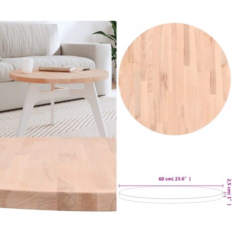 Piano per Tavolo Ø60x2,5 cm Rotondo in Legno Massello di Faggio - Tavolo rotondo - Piano per tavolo